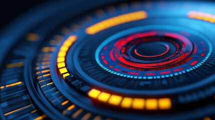 Wall Mural - futuristic abstract digital interface design with bright circular patterns and textures