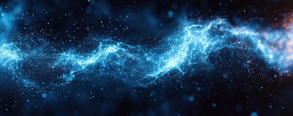 Wall Mural - abstract digital rendering of interconnected blue nodes in a network