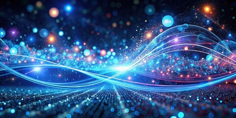 Wall Mural - Abstract Glowing Waves of Light and Energy in a Vibrant Cosmic Scene