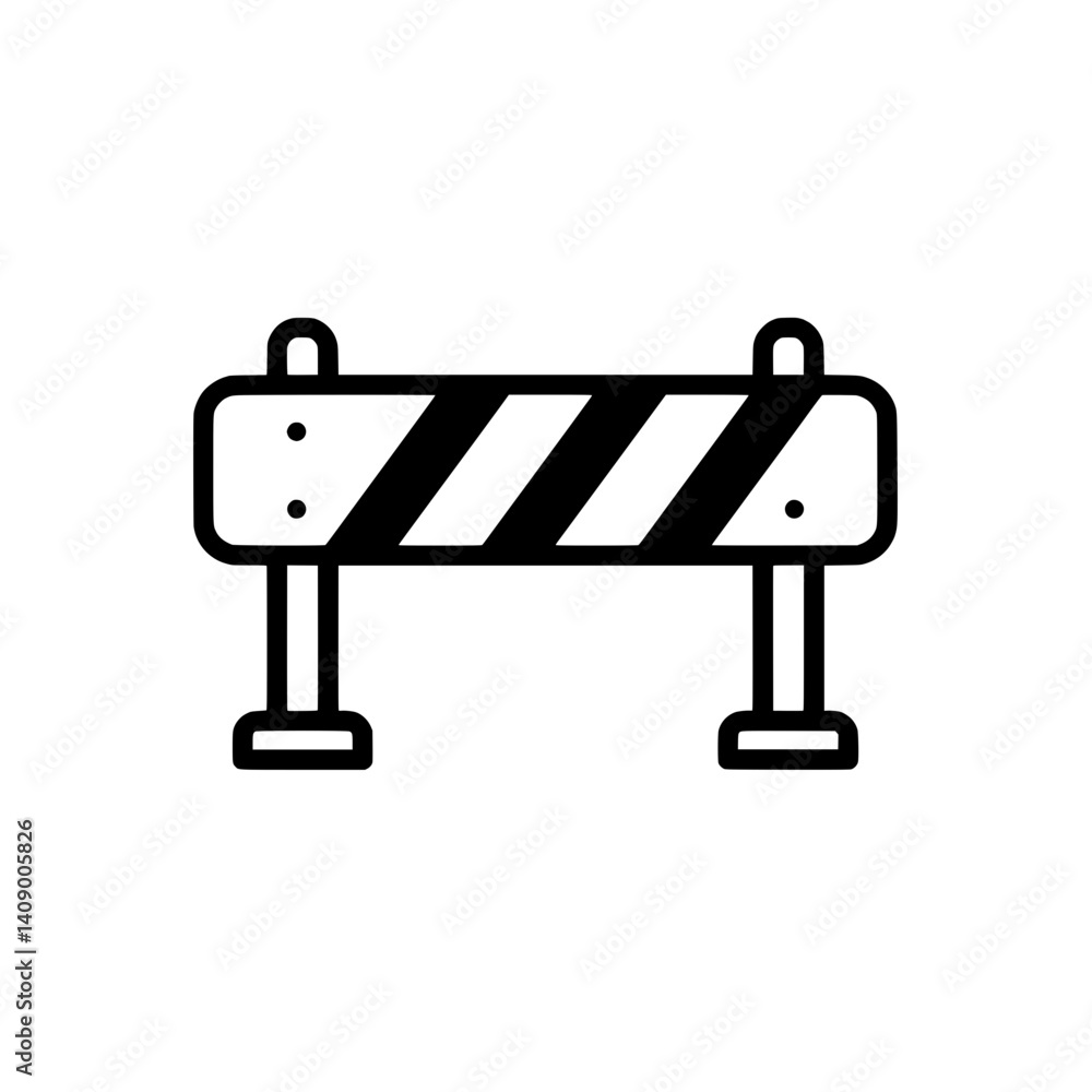 Vetor Road Construction Barrier Icon: A simple line art icon of a ...