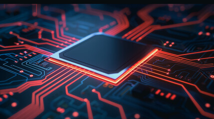 Wall Mural - central processing unit circuitry: a detailed, close-up shot of a central processing unit on a circu