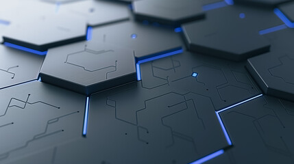 Wall Mural - abstract hexagon techscape: a close-up view of a futuristic honeycomb design, intricately textured, 