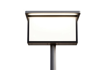 blank outdoor billboard sign with metallic pole shown clearly on a bright white background