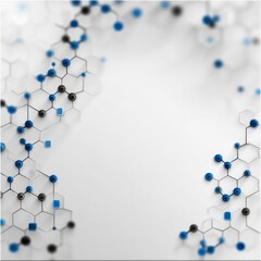 Leinwandbilder - Abstract Molecular Structure with Blue Accents on White Background for Science and Technology