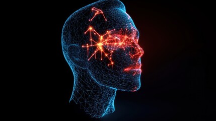Wall Mural - digital human head, energy flowing, futuristic, network