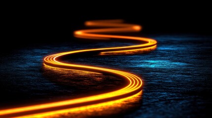 Wall Mural - Glowing orange path through dark space