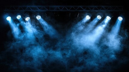 Wall Mural - Stage lights illuminating smoky performance venue