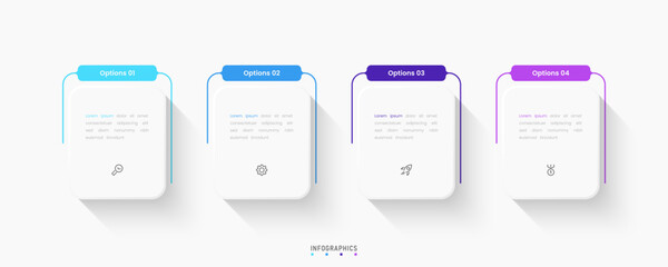 Wall Mural - Vector Infographic label design template with icons and 4 options or steps. Can be used for process diagram, presentations, workflow layout, banner, flow chart, info graph.
