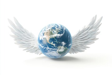 earth, depicted as an egg with large white wings, symbolizes hope and protection for our planet.
