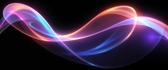 Leinwandbilder - Abstract light trails flowing across black background