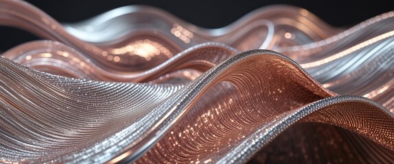 Fototapete - Textured Background with Shimmering Curves Abstract Design.