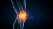 © shirina design - Illustration of a human leg with highlighted knee joint in orange on a dark background