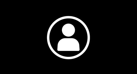 Wall Mural - White person icon inside a circle on a black background simple and clean profile representation