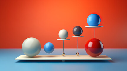 Wall Mural - modern minimal design with balancing balls on scales for equivalent metaphor