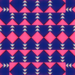 Leinwandbilder - Optical illusion. Light triangles on a dark blue background. The symmetrical composition enhances the visual rhythm, emphasizing stylish minimalism. 3d rendering digital illustration