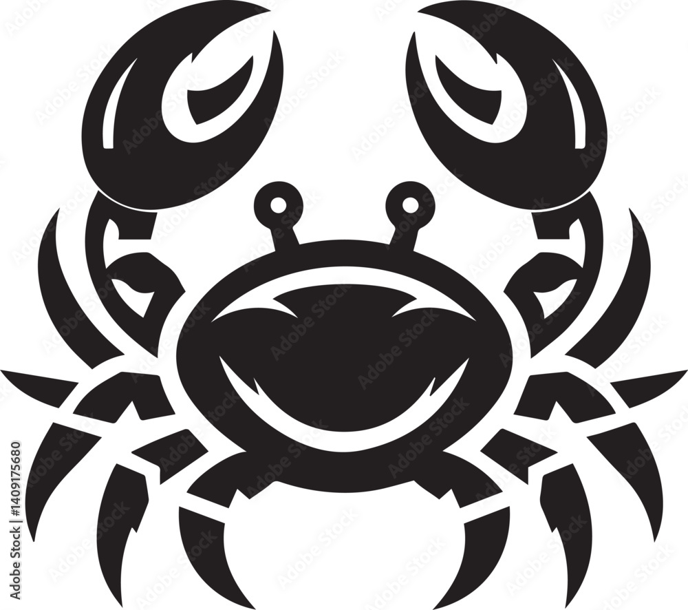 Beautiful Black Crab Vector Silhouette Art This Is An Editable And ...
