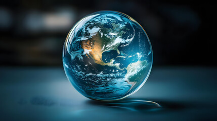 Wall Mural - earth in space, a glass orb containing earth