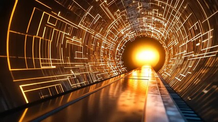 Wall Mural - Light Tunnel with Abstract Lines and Bright Glowing Center