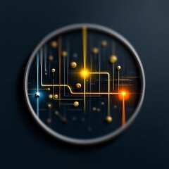 Aufkleber - Abstract Circuitry Sphere: Illuminated Data Pathways in a Circular Frame on a Dark Background
