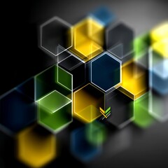 Aufkleber - Abstract Honeycomb Layers: A Vibrant Display of Geometric Shapes on a Dark Backdrop
