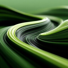 Leinwandbilder - Abstract Green Wave: A Textured Depth of Elegant Lines and Curving Forms on Dark Background