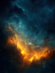 Wall Mural - ethereal cosmic nebula with vibrant orange and teal hues creating a celestial dreamscape of stellar 