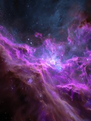 Wall Mural - ethereal cosmic cloudscape in vibrant violet hues with dazzling starlight and deep space background 
