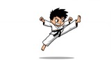 Cartoon boy martial arts illustration