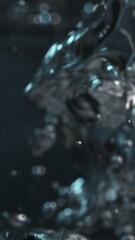 Aufkleber - Super Slow Motion of Bubbling Blue Water in Detail. Extreme Macro Shot, Abstract Texture. Filmed on High Speed Cinema Camera, 1000 fps. Vertical Aspect Ratio.