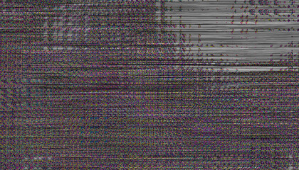 Poster - Glitch noise static television VFX. Visual video effects stripes background, CRT tv screen no signal glitch effect