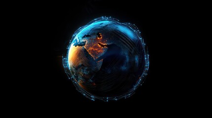 Wall Mural - digital earth, vibrant globe, holographic, connectivity, cosmos