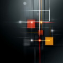 Poster - Abstract Composition with Geometric Forms, Lines, and Light Effects on a Dark Background.