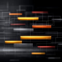 Leinwandbilder - Abstract Technological Backdrop with Glowing Lines and Geometric Shapes in Dark Tones