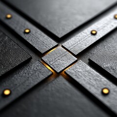 Leinwandbilder - Dark Geometric Structure with Golden Highlights: Abstract Modern Design