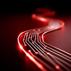 Fototapete - Red Glowing Circuit Board Design: A Modern Technological Abstract