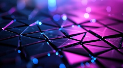 Wall Mural - abstract tech triangles, network, colorful lights, futuristic background