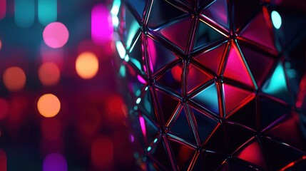 Wall Mural - geometric sphere with vibrant neon lights in a night club setting