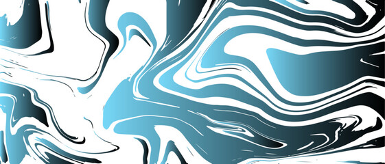 Poster - Vivid abstract marble texture with swirling neon green, aqua blue, and cyan on a bright white background. Fluid, organic  smooth, paint-like lines with mimic ink and acrylic flow.