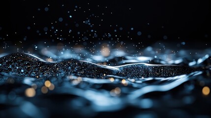 Wall Mural - Abstract digital waves with particles in dark background