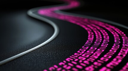 Canvas Print - Abstract data stream, flowing code, futuristic road, dark background