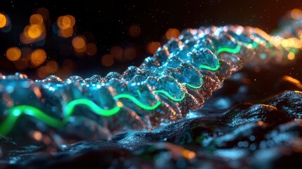 Wall Mural - Abstract glowing waves in dark space