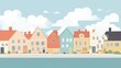 © Mykola - Building Illustration. Cityscape of Jakriborg Sweden with Charming Village Houses and Clear Blue Sky