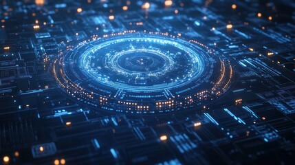 Futuristic Digital Interface: Abstract Glowing Circuitry