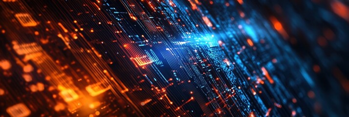 Business Technology Background. Abstract Data Power in Futuristic Corporate Banner Design