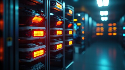 Wall Mural - futuristic server racks glowing in a data center
