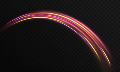 Wall Mural - racing cars flash dynamic lights on city roads at night. long exposure effects show fast neon streak