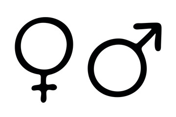  Hand drawn female and male gender identity icon Symbol used to represent sex and gender