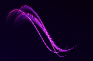 Wall Mural - vector dark blue abstract background with ultraviolet neon glow, blurry light lines, waves. high spe
