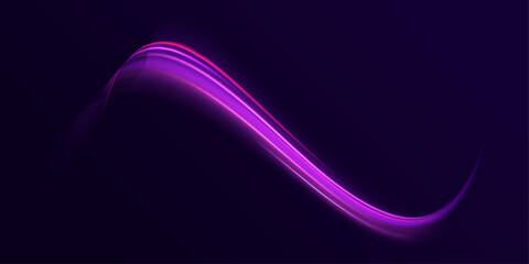 Wall Mural - vector dark blue abstract background with ultraviolet neon glow, blurry light lines, waves. high spe