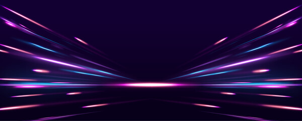 Wall Mural - neon stripes in the form of drill, turns and swirl. illustration of high speed concept. image of spe